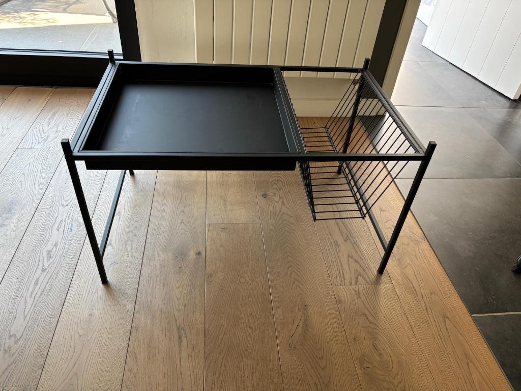 Stalen salontafel/bijzettafel zwart, Ophalen, 50 tot 100 cm, 50 tot 100 cm, Zo goed als nieuw
