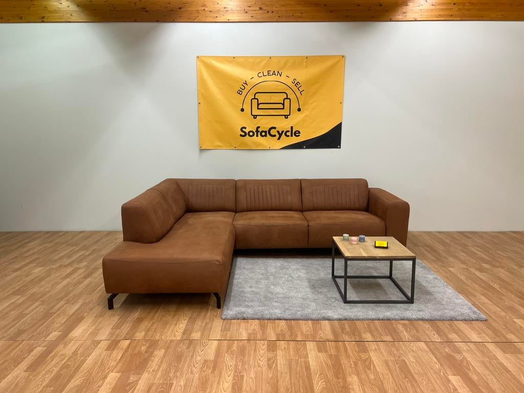 Cognac hoekzetel  – zo goed als nieuw / SofaCycle / Levering, Ophalen of Verzenden, Zo goed als nieuw