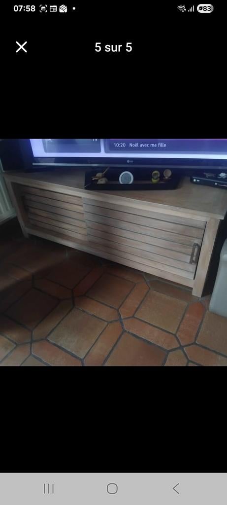 Meuble de télévision en pin blanchi, Maison & Meubles, Mobilier complet, Enlèvement