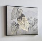 Ingelijste canvas van tropische bladeren met goudtint, Ophalen