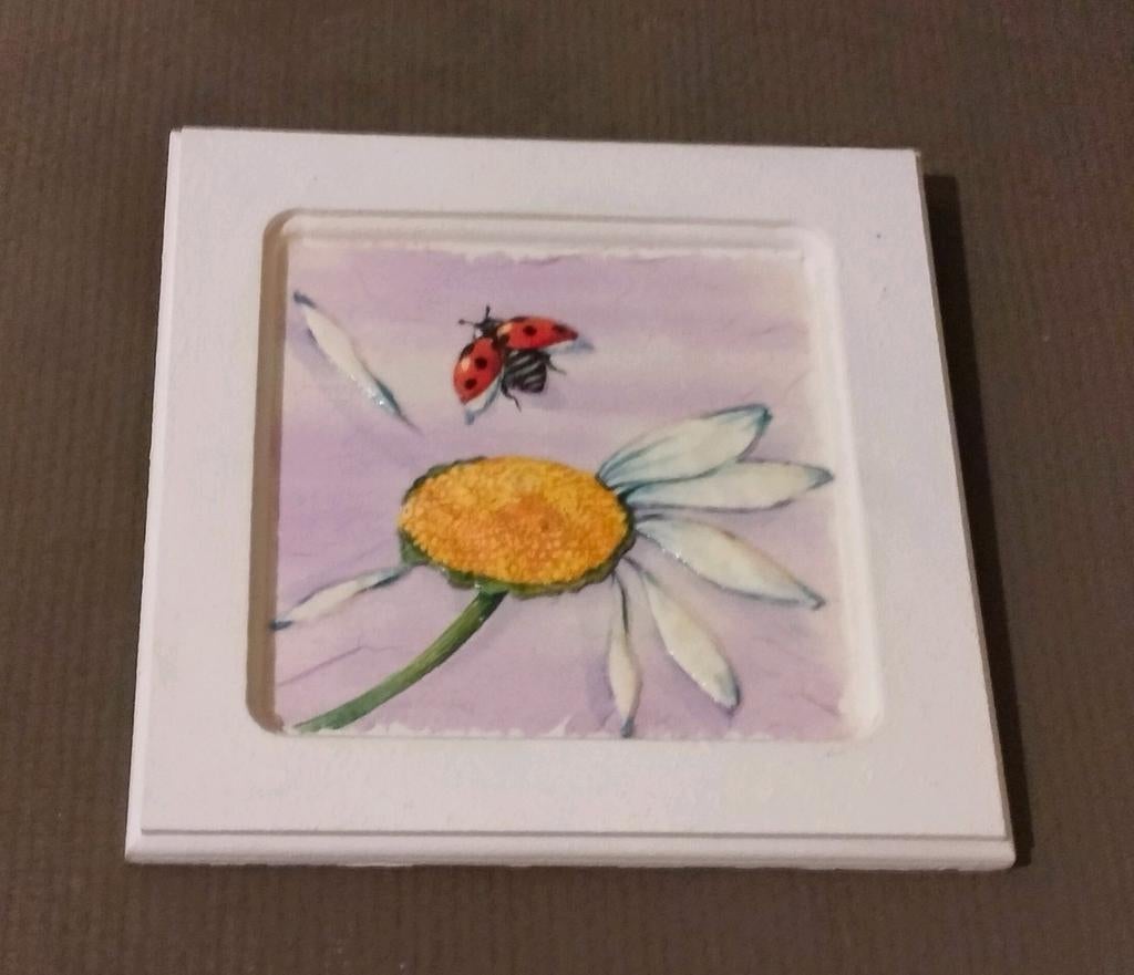 Schilderijtje lieveheersbeestje, Antiquités & Art, Art | Peinture | Moderne, Enlèvement