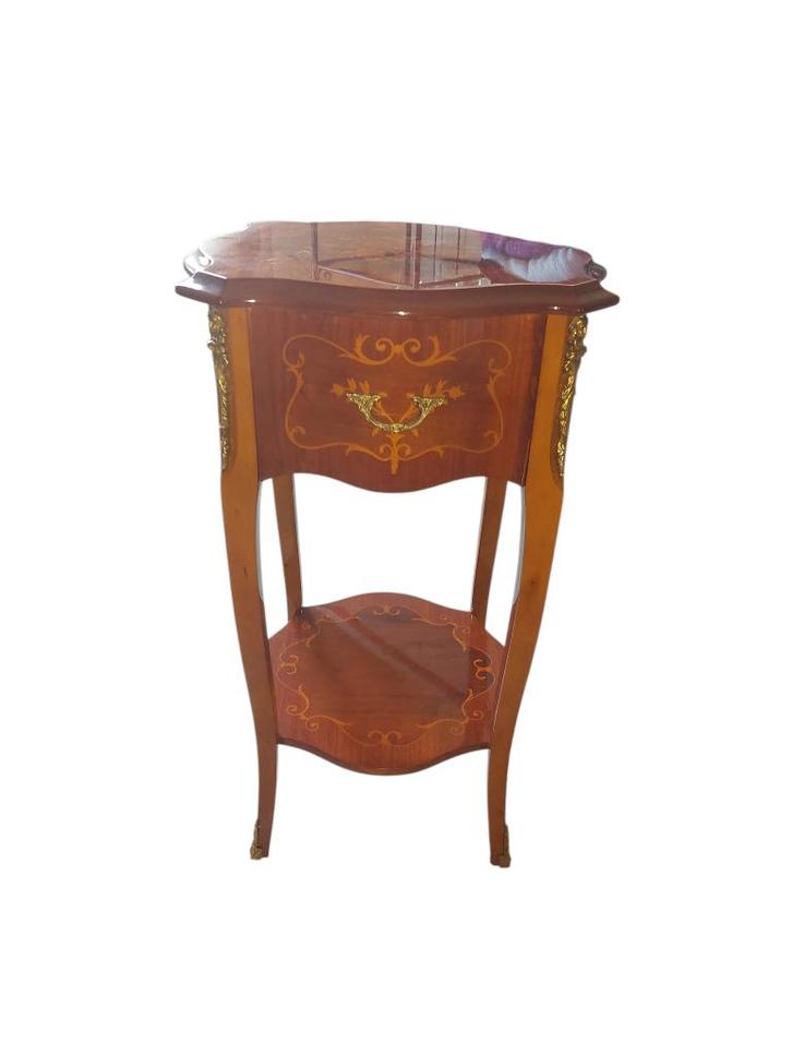 Antieke bijzettafel / nachtkastje met marqueterie, Antiquités & Art, Antiquités | Meubles | Tables, Enlèvement