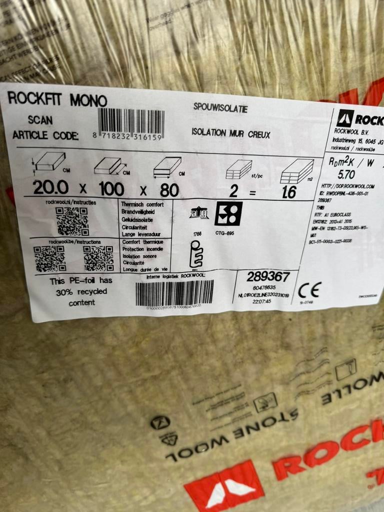 Isolants laine de roche, Enlèvement, Comme neuf