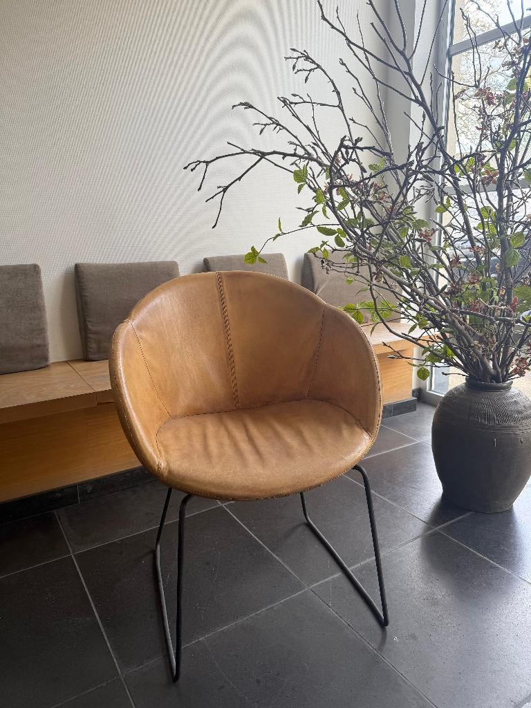 Lederen stoel, Huis en Inrichting, Stoelen, Ophalen, Gebruikt, Bruin, Eén