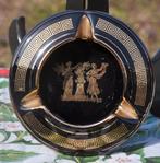 cendrier en faience noire et or 24k decor grecque, Enlèvement ou Envoi, Comme neuf, Cendrier