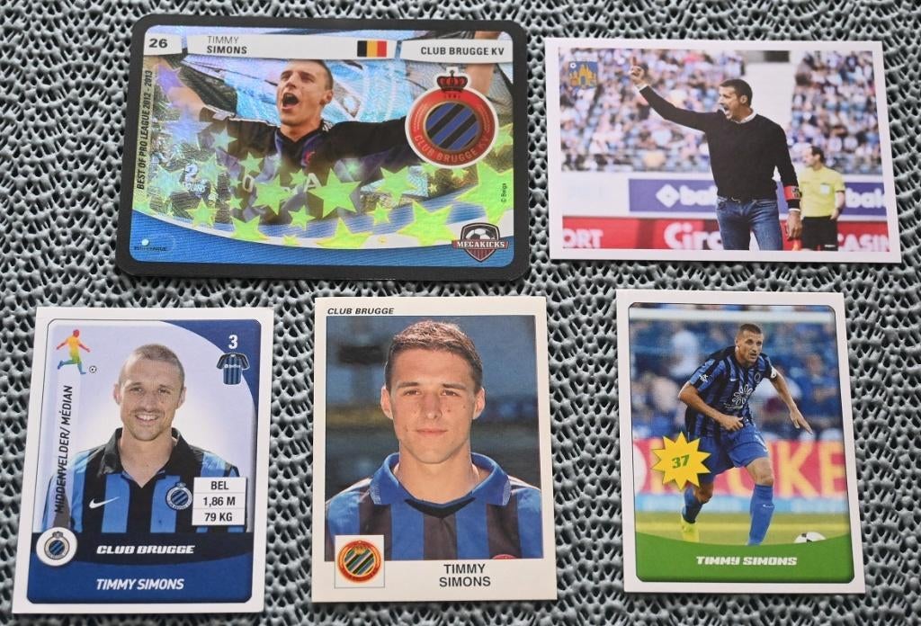 Kaarten en stickers / Timmy Simons / 5 stuks, Verzamelen, Sportartikelen en Voetbal, Zo goed als nieuw, Poster, Plaatje of Sticker