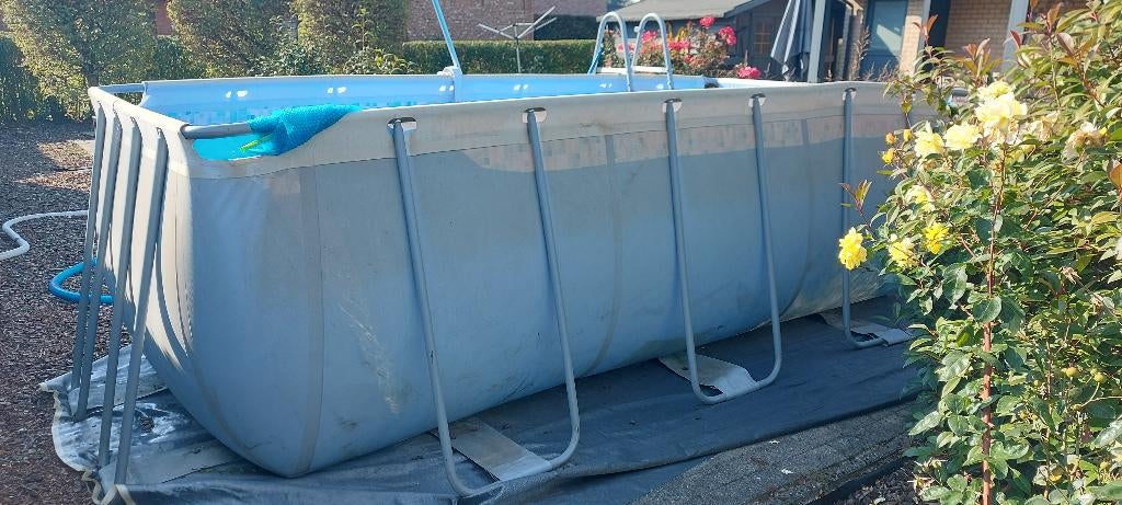 Zwembad (€100) + heel sterke filterpomp en zandfilter (€249), Jardin & Terrasse, Piscines, Enlèvement, Utilisé, Rectangulaire