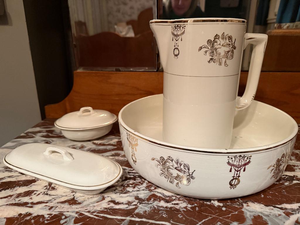 Antieke franse waskom set/ toiletset, Antiek en Kunst, Antiek | Keramiek en Aardewerk, Ophalen