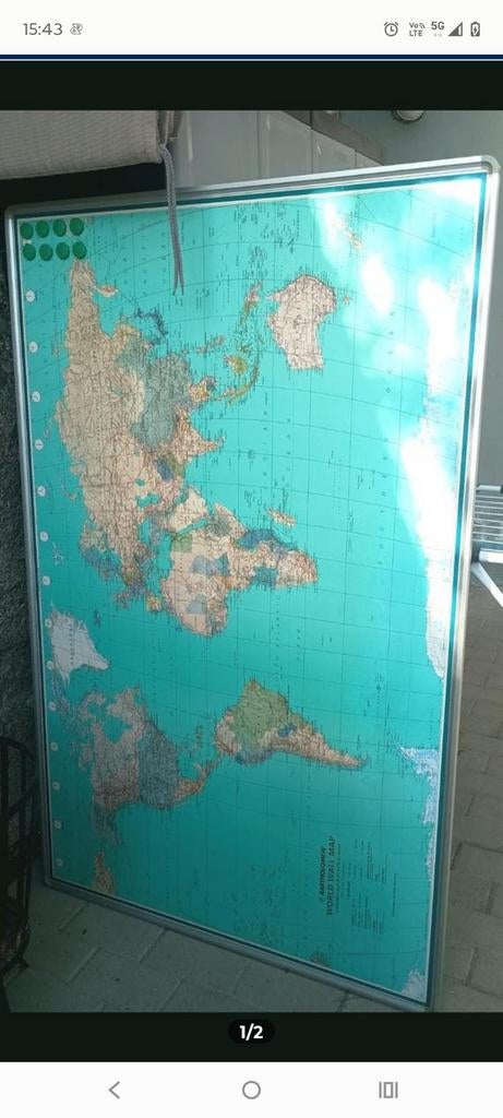 Mooie wereldkaart met magneten, Antiek en Kunst, Antiek | Schoolplaten, Ophalen