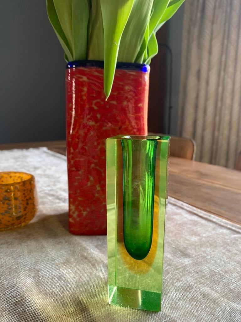 Vintage vaasje Sommerso - Flavio Poli, Ophalen of Verzenden, Gebruikt, Groen