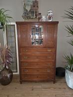 Statig Antiek Mahonie Kabinet met Verfijnd Houtinlegwerk, Ophalen