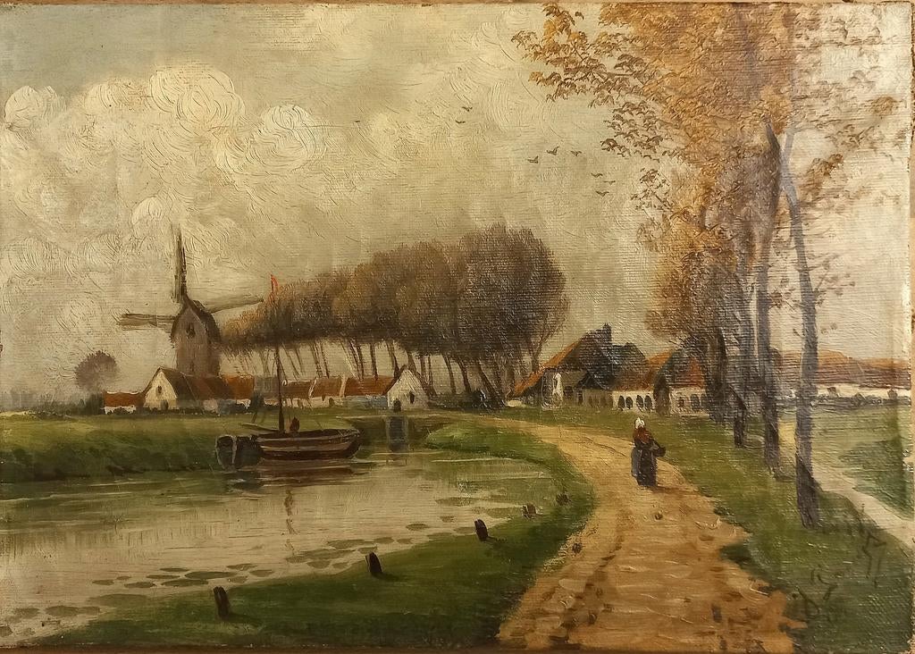 Olieverf op doek. Nederlandse (of Belgische) school. 19e eeu, Antiek en Kunst, Kunst | Schilderijen | Klassiek