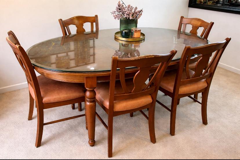 Ovale uitschuifbare eettafel met 6 stoelen, Enlèvement, Comme neuf