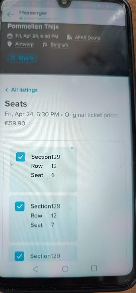 3 tickets, zitplaatsen voor Pommelien Thijs  24 april 2026., Tickets en Kaartjes, Concerten | Pop, April