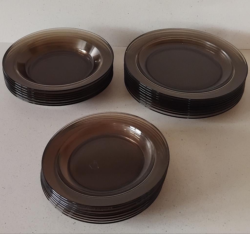 Arcoroc rookglas borden bruin 24 stuks, Ophalen, Bord(en), Effen, Glas