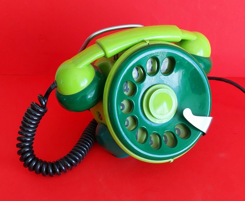 Bodo Sergio Todeschini Telcer vintage 1970 vaste telefoon, Telecommunicatie, Vaste telefoons | Niet Draadloos, Gebruikt, Met draaischijf