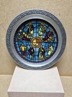 Sierbord in tin met ingelegd glaswerk (29cm), Antiek en Kunst, Curiosa en Brocante, Ophalen