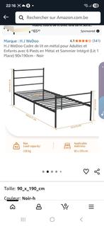 Lit, 90 cm, Enlèvement, Métal, 190 cm ou moins