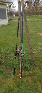 Lot de deux canne à pêche avec moulinet, Sports nautiques & Bateaux, Pêche à la ligne | Pêche en mer, Enlèvement ou Envoi, Moulinet