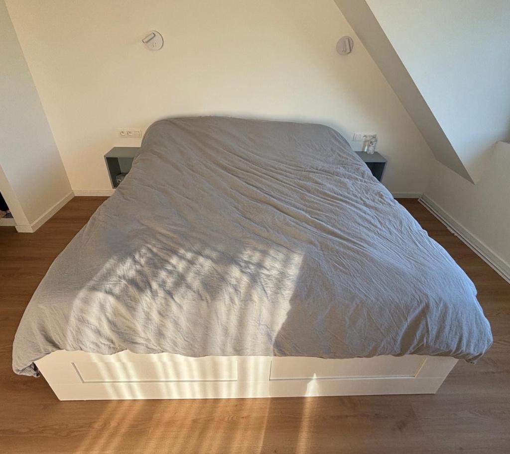Bedframe en matras, Ophalen, Gebruikt, Wit, Tweepersoons