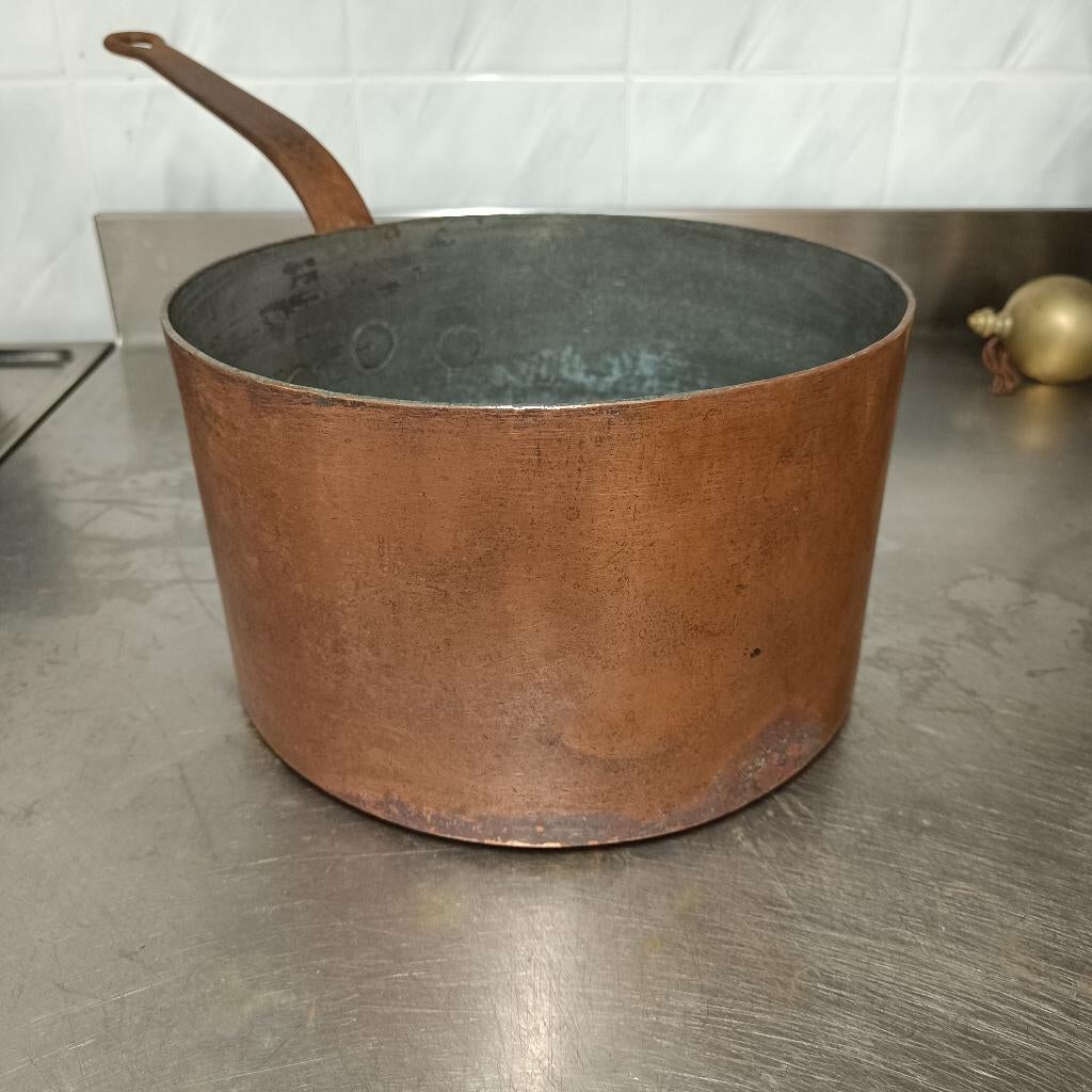 pot en cuivre, Maison & Meubles, Cuisine | Casseroles & Poêles, Utilisé, Plaque céramique, Enlèvement ou Envoi