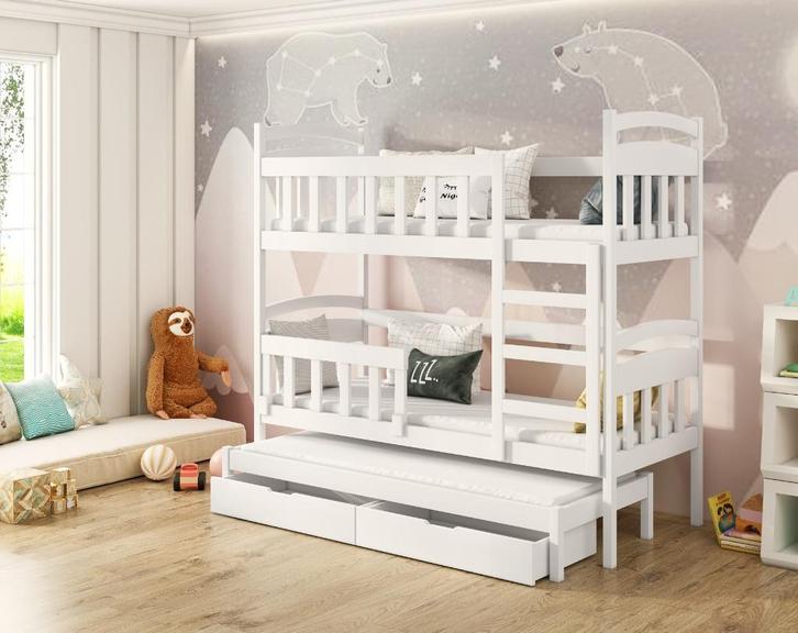 Nieuw Stapelbed GABI 160, 180, 200 Matrass grijs witte kleur, Kinderen en Baby's, Kinderkamer | Stapelbedden en Hoogslapers, Nieuw