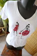 2 leuke lady’s op wit T-shirt, Wit, S. Oliver, Ophalen of Verzenden, Korte mouw