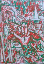 FRED BERVOETS / DE ZWARTE PANTER / KLEURZEEFDRUK / 63x44cm, Antiek en Kunst, Kunst | Litho's en Zeefdrukken, Ophalen of Verzenden