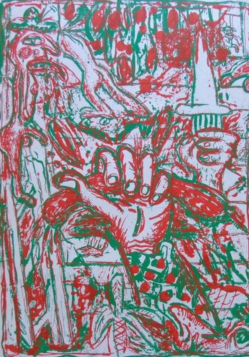 FRED BERVOETS / DE ZWARTE PANTER / KLEURZEEFDRUK / 63x44cm, Antiek en Kunst, Kunst | Litho's en Zeefdrukken, Ophalen of Verzenden