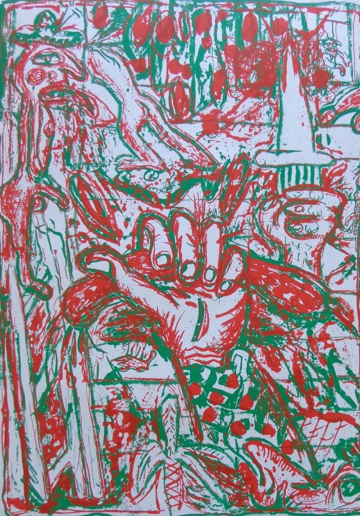 FRED BERVOETS / DE ZWARTE PANTER / KLEURZEEFDRUK / 63x44cm, Antiek en Kunst, Kunst | Litho's en Zeefdrukken, Ophalen of Verzenden