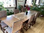 massief eiken tafel en 6 stoelen, Huis en Inrichting, Tafels | Eettafels, Ophalen, Gebruikt, Eikenhout, 200 cm of meer