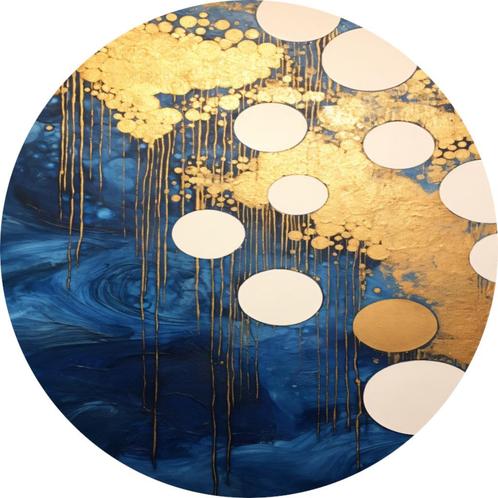 Cercles fluides bleus et dorés Cercle mural 60x60 Forex + Op, Antiquités & Art, Art | Peinture | Abstraite, Envoi