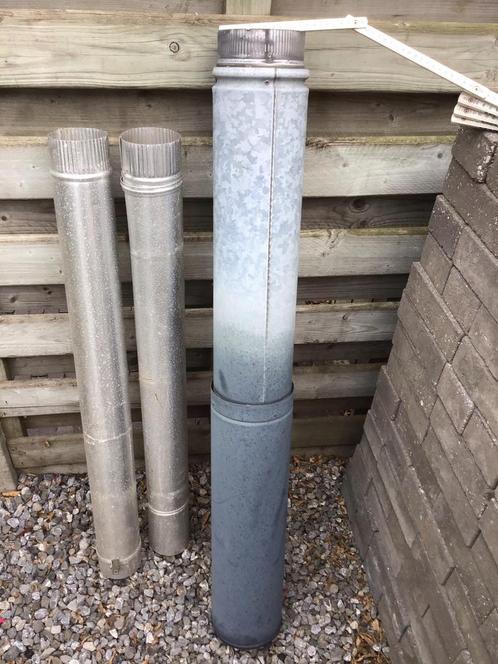 Dubbel wandige inox buis + 2 enkel wandige schoorsteenbuis, Doe-het-zelf en Bouw, Buizen en Afvoer, Zo goed als nieuw, Inox, Ophalen