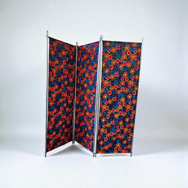 Vintage gebloemde paravent / kamerscherm, Huis en Inrichting, Woonaccessoires | Kamerschermen, Zo goed als nieuw, Ophalen of Verzenden