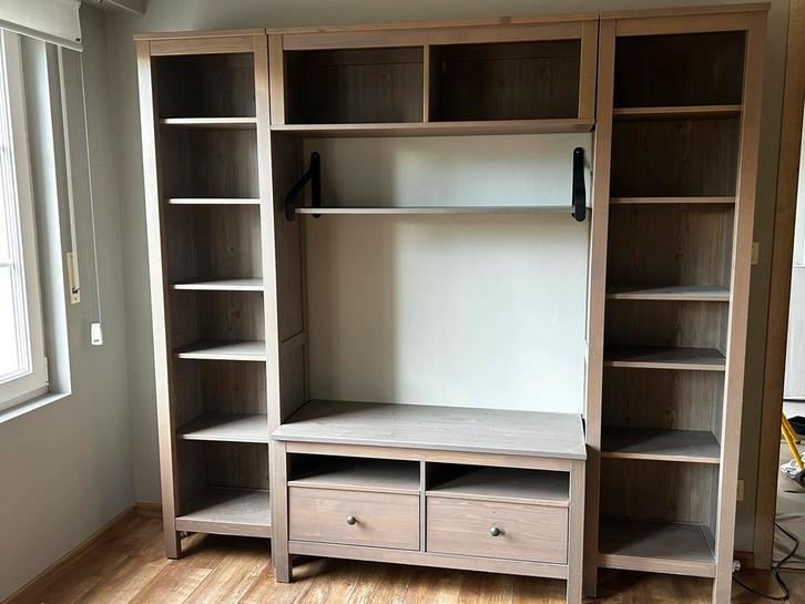 Boekenkast - hout - 210 x 198 x 37 cm - optie TV, Huis en Inrichting, Kasten | Stellingkasten, Gebruikt, Ophalen