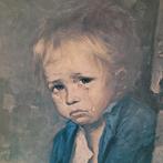 peinture sur bois/panneau de fibres d'un enfant qui pleure, Enlèvement ou Envoi