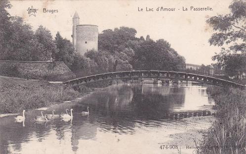 Brugge - Het meer van de liefde - De voetgangersbrug, Verzamelen, Postkaarten | België, Gelopen, West-Vlaanderen, Voor 1920, Ophalen of Verzenden