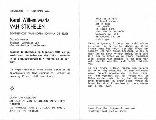 Bidprentje Karel VAN STICHELEN - Oud-wielrenner, Verzamelen, Bidprentjes en Rouwkaarten, Bidprentje, Ophalen of Verzenden