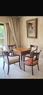 Bridge tafel wortelnoten ingelegd / antieke mahonie stoelen, Ophalen