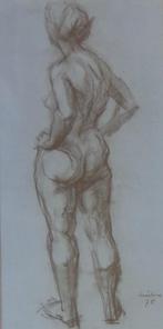 JOOP LIESKER / RUGGELINGS NAAKT / ORIGINEEL / 78x48cm KADER, Antiek en Kunst, Ophalen