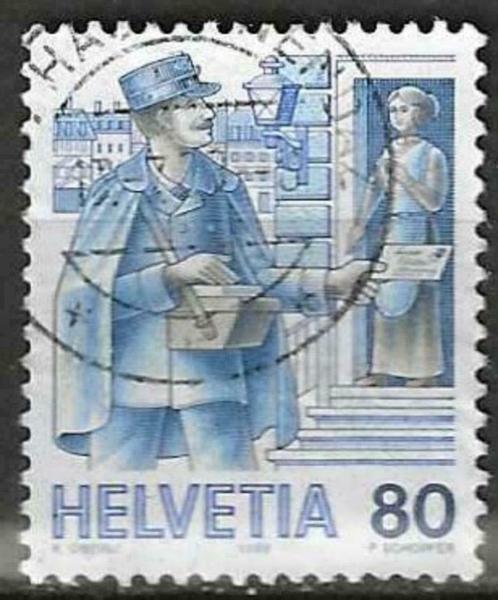 Zwitserland 1986 - Yvert 1254 - Posttransport (ST), Postzegels en Munten, Postzegels | Europa | Zwitserland, Gestempeld, Verzenden