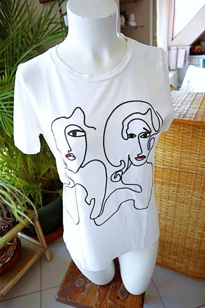 T-shirt 2 faces gezichten, Kleding | Dames, T-shirts, Nieuw, Maat 38/40 (M), Wit, Ophalen of Verzenden