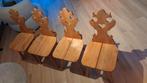 4 authentieke houten Tiroler stoelen, Ophalen, Gebruikt, Bruin, Vier