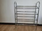 Chromen schoenenrek op wielen 60x25x80 LxBxH, Ophalen, Zo goed als nieuw
