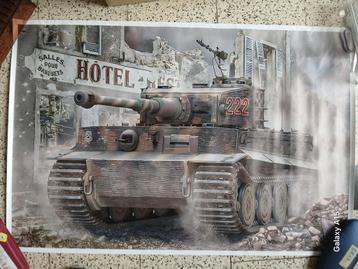 TIGER I OP CANVAS DOEK 75 CM OP 50CN  beschikbaar voor biedingen