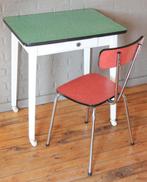 Groen Formica Tafeltje / Burootje Op Wieltjes / Met Lade, Huis en Inrichting, Ophalen, Kunststof, Zo goed als nieuw, Vintage / Jaren 60