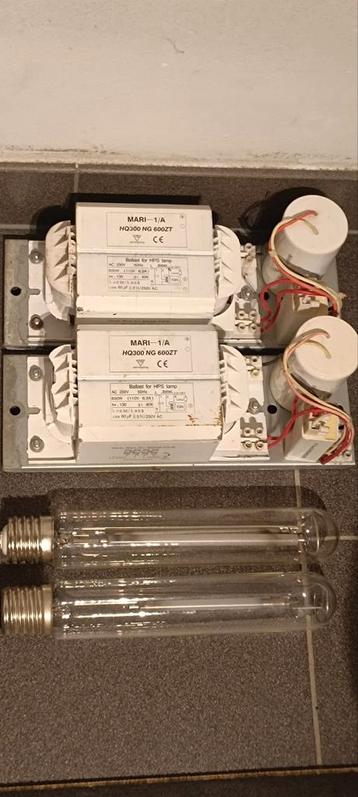 2 stuks VSA ballast 600watt + lampen  beschikbaar voor biedingen