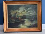 Landschapsschilderij - Hollandse Maannacht (gesigneerd R. L, Ophalen