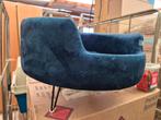 Fauteuil animalier en velours avec pieds en métal bleu, Enlèvement ou Envoi, Comme neuf