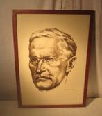 Mooie Oude Tekening 'Man met Snor en Bril' - Bletschachte, Ophalen of Verzenden